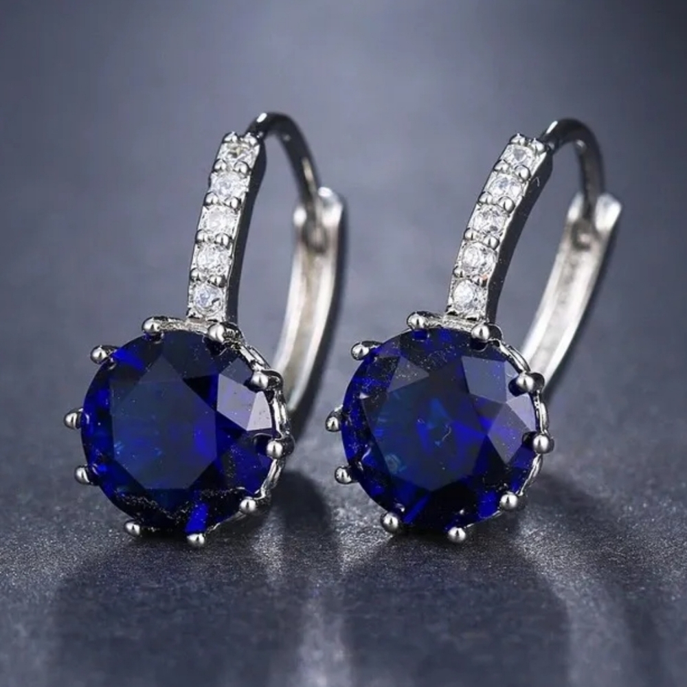 Sapphire Blue Crystal Earrings